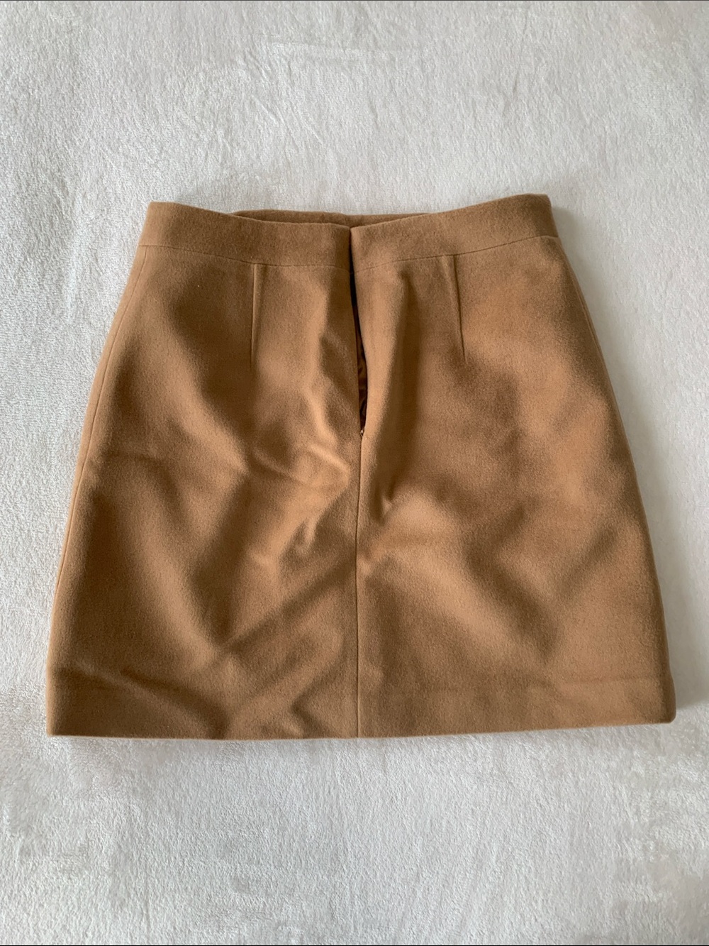 Women's Camel Wool Mini Skirt - Clean A-Line